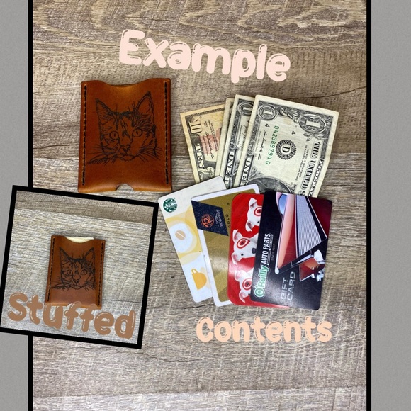 Leather Card Sleeve Wallet, credit card holder caramel -Heart- Handcrafted - Picture 7 of 8